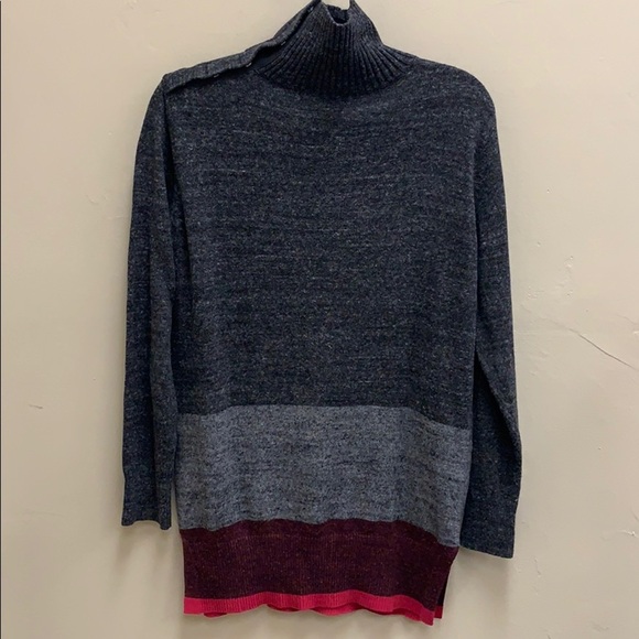 GAP Stripe button Snap Turtleneck long sweater S - Picture 8 of 8